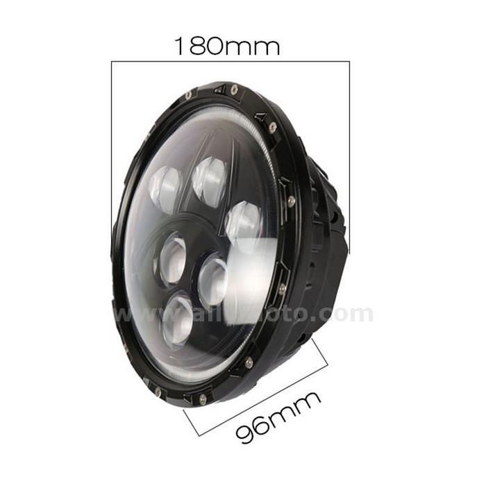 154 60W 12V-24V 7Inch Hi - Lo With Angel Eyes Drl Round Car Headlight Driving Light Headlamp@2